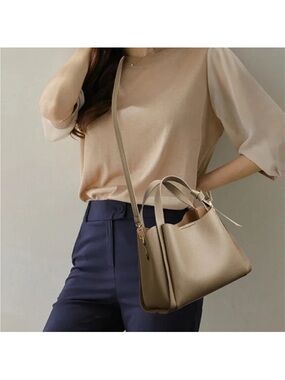 Classic Taupe Women’s Tote Bag with Crossbody Strap